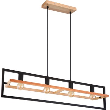 Globo 15575-4H - Hängeleuchte an Kabel ERICA 4xE27/40W/230V schwarz/beige