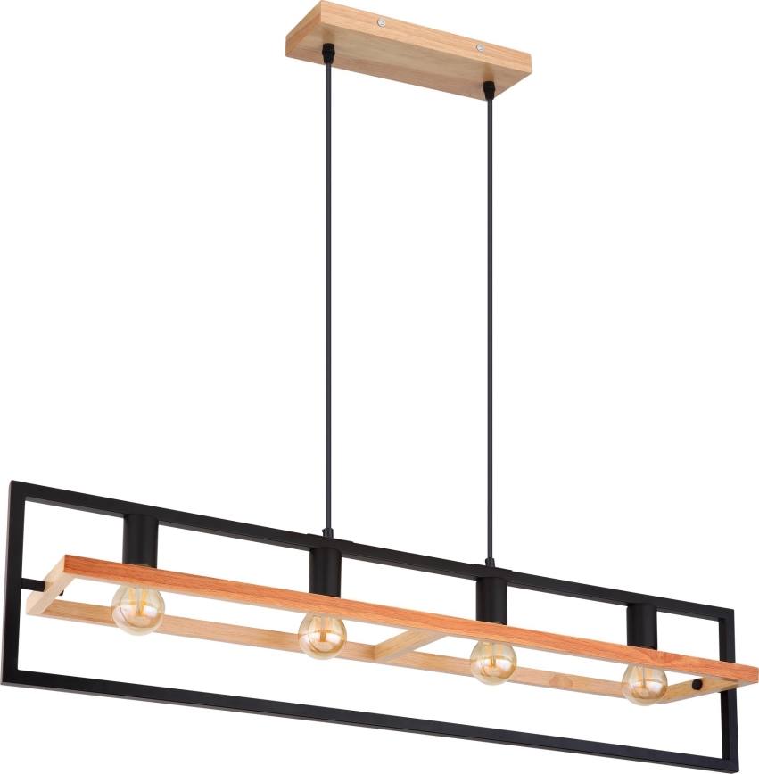 Globo 15575-4H - Hängeleuchte an Kabel ERICA 4xE27/40W/230V schwarz/beige