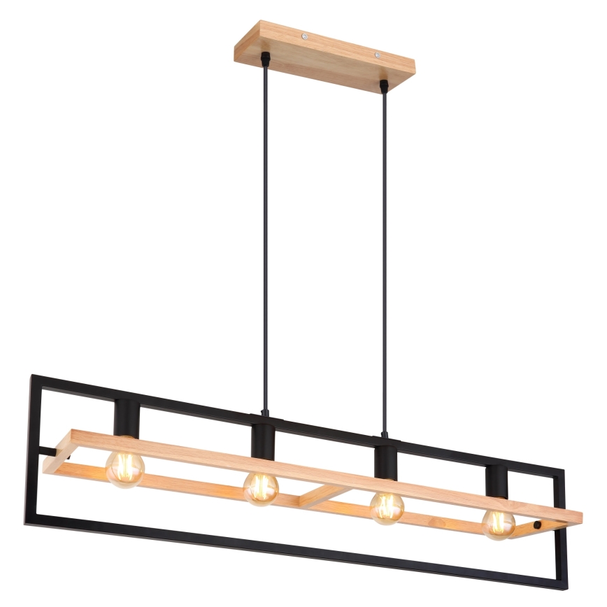 Globo 15575-4H - Hängeleuchte an Kabel ERICA 4xE27/40W/230V schwarz/beige