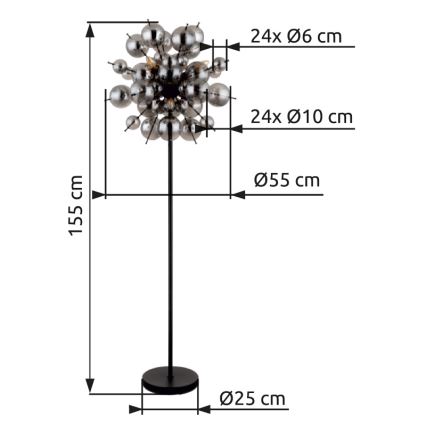 Globo - Stehleuchte 6xE14/25W/230V schwarz/rauchig