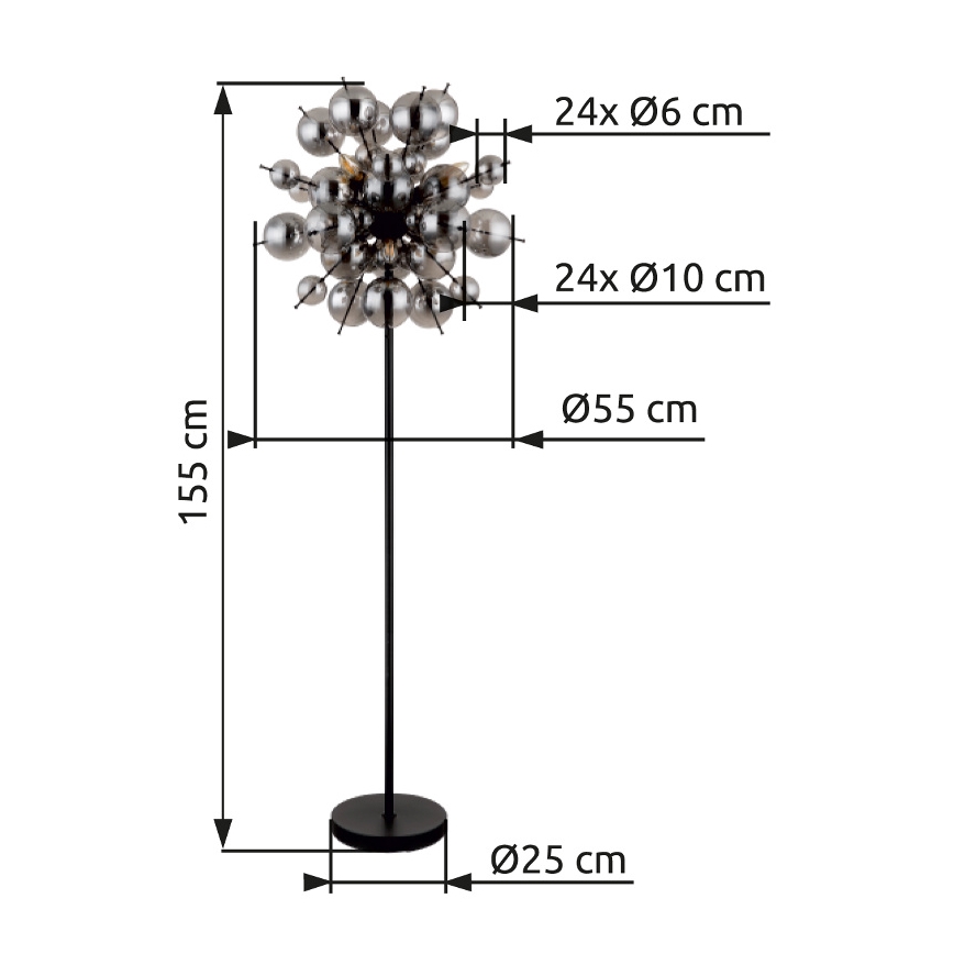 Globo - Stehleuchte 6xE14/25W/230V schwarz/rauchig