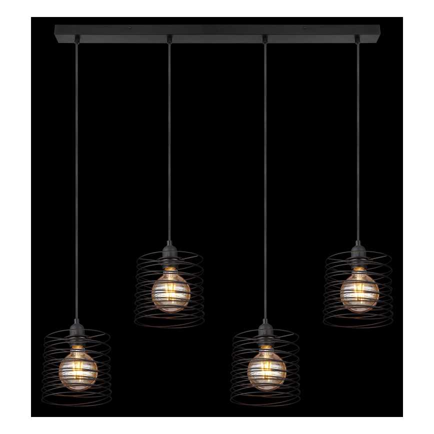 Globo 15640-4H - TILLY Pendelleuchte an Kabel, 4xE27/60W/230V, schwarz