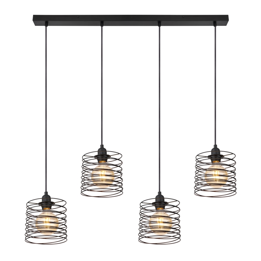 Globo 15640-4H - TILLY Pendelleuchte an Kabel, 4xE27/60W/230V, schwarz