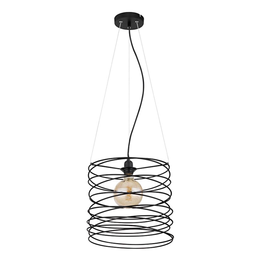 Globo 15640H - Pendelleuchte TILLY mit Seilaufhängung, 1x E27/60W/230V, schwarz