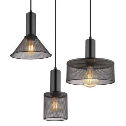 Globo 15648-6H - Pendelleuchte JEDD an Kabel, 6xE27/60W/230V, schwarz