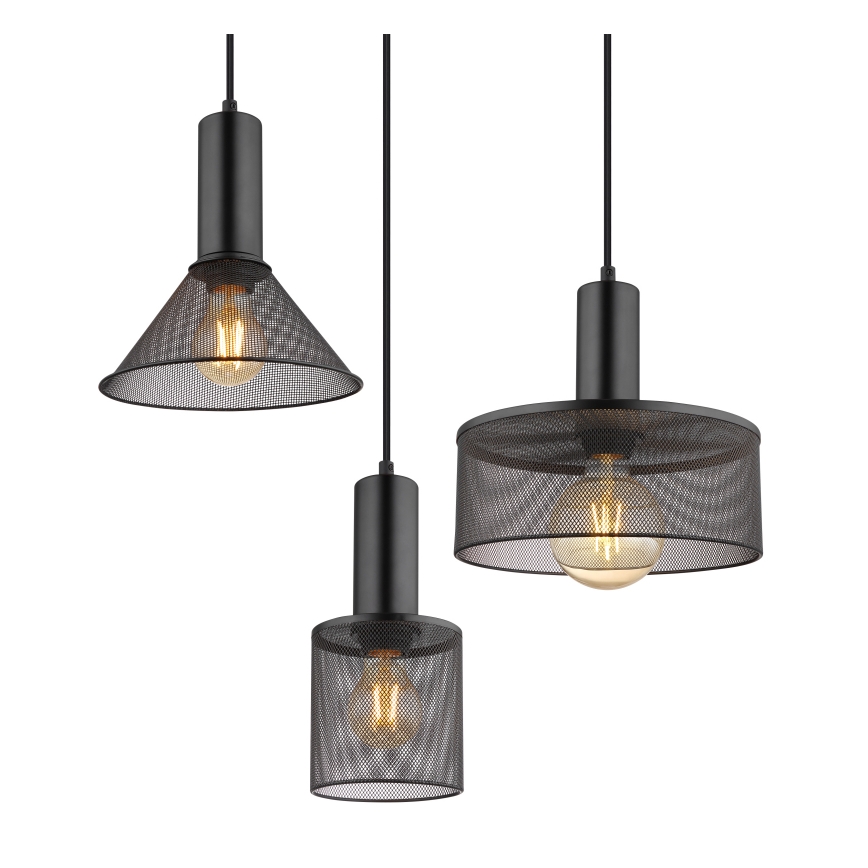 Globo 15648-6H - Pendelleuchte JEDD an Kabel, 6xE27/60W/230V, schwarz