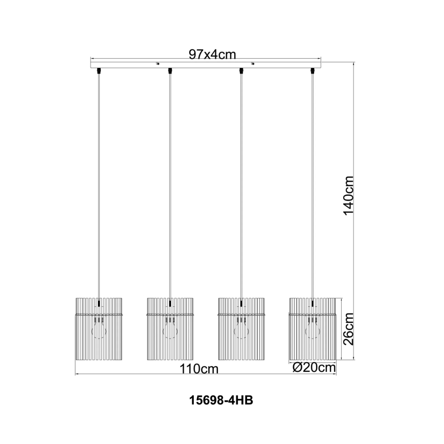 Globo - Pendelleuchte mit Kabelaufhängung 4xE27/60W/230V