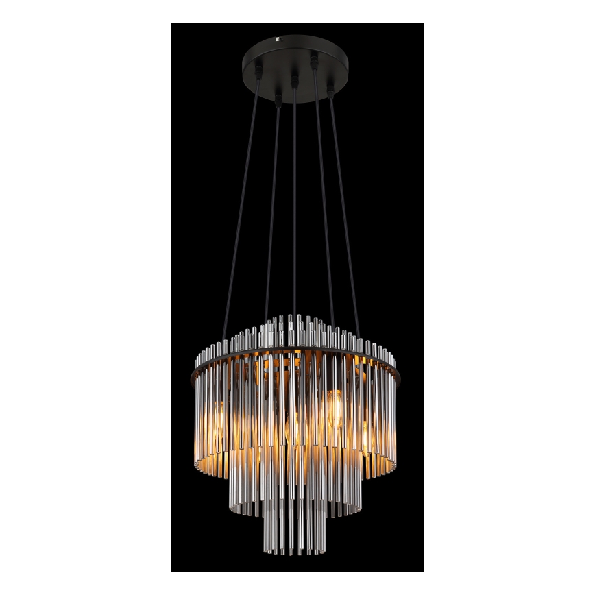 Globo - Kronleuchter an Aufhängung 5xE14/40W/230V schwarz