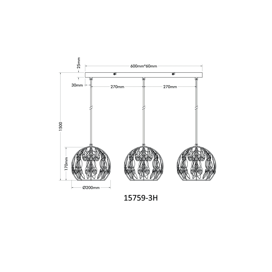 Globo - Hängeleuchte 3xE27/40W/230V
