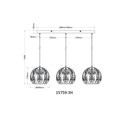 Globo - Hängeleuchte mit Kabelaufhängung 3xE27/40W/230V