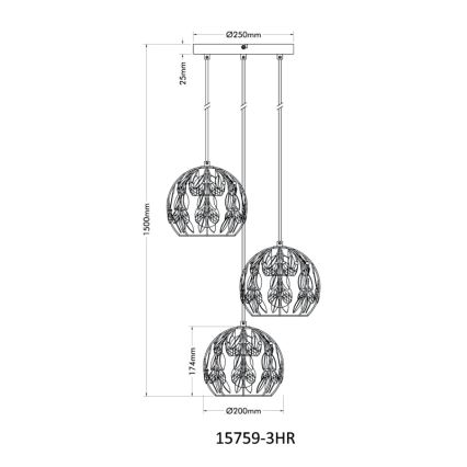 Globo - Hängeleuchte 3xE27/40W/230V d 41 cm