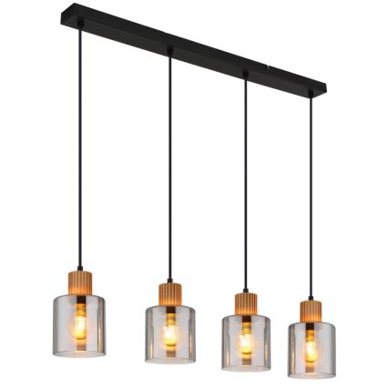 Globo - Hängeleuchte 4xE27/25W/230V schwarz