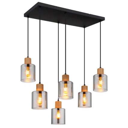 Globo - Hängeleuchte 6xE27/25W/230V schwarz