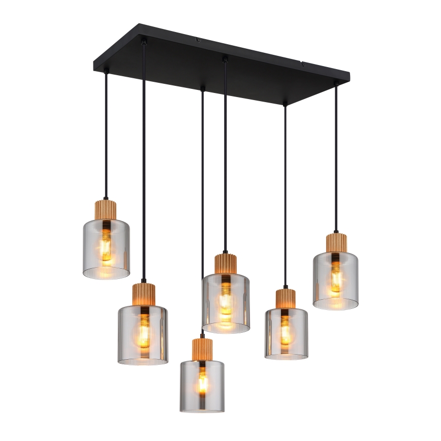 Globo - Hängeleuchte 6xE27/25W/230V schwarz