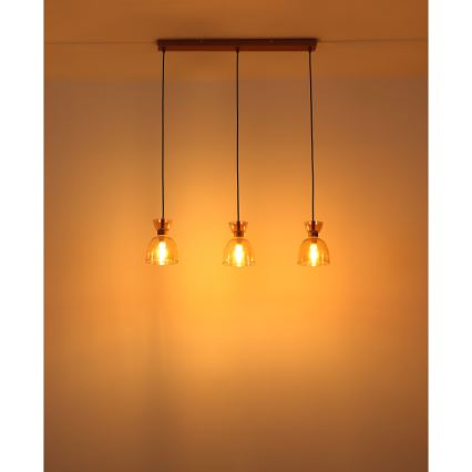 Globo - Hängeleuchte 3xE14/40W/230V braun/rauchig