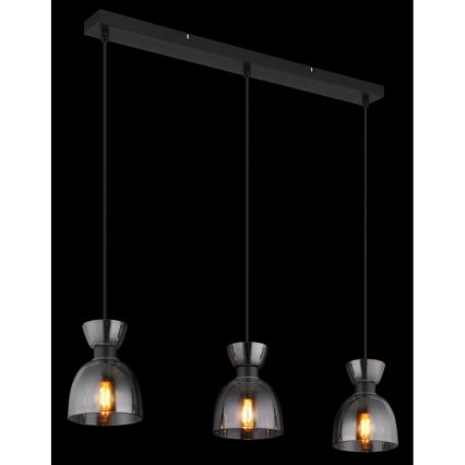 Globo - Hängeleuchte 3xE14/40W/230V schwarz/rauchig