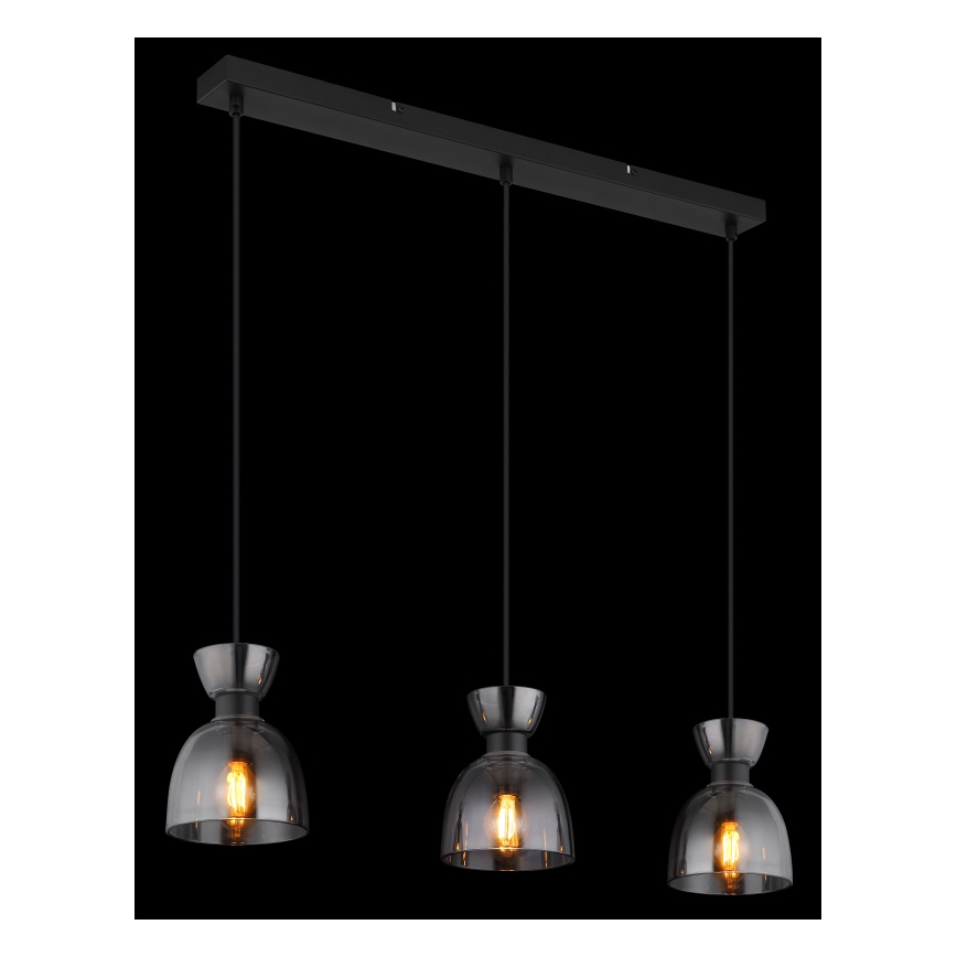 Globo - Hängeleuchte 3xE14/40W/230V schwarz/rauchig