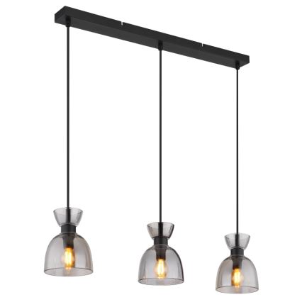 Globo - Hängeleuchte 3xE14/40W/230V schwarz/rauchig