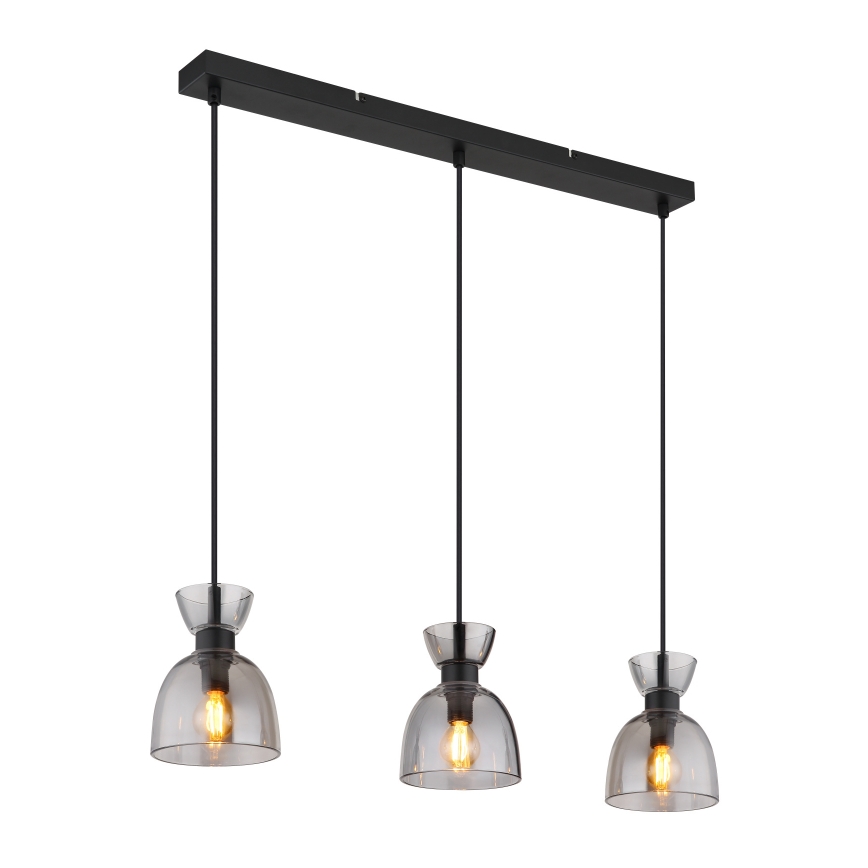 Globo - Hängeleuchte 3xE14/40W/230V schwarz/rauchig