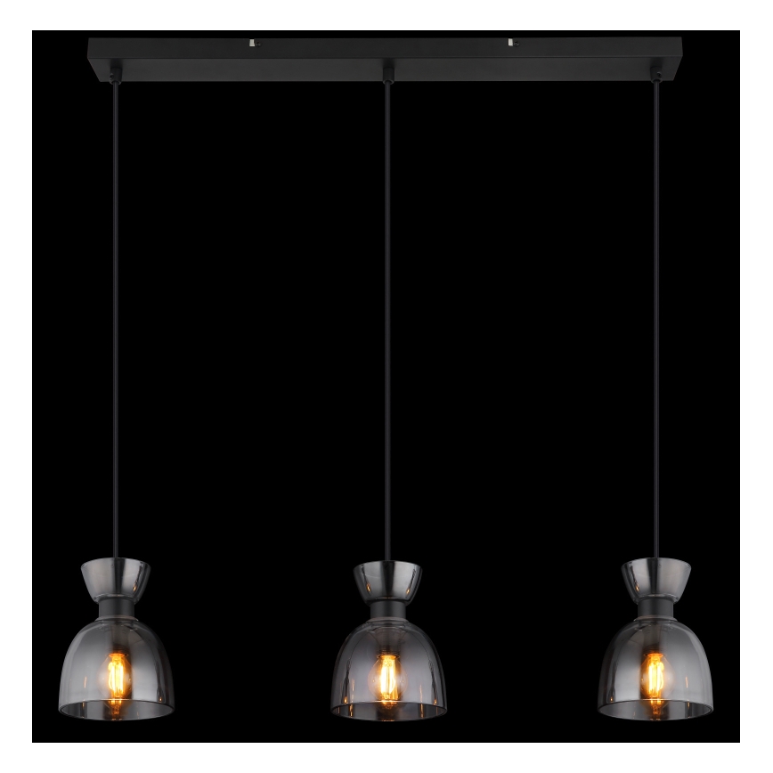 Globo - Hängeleuchte 3xE14/40W/230V schwarz/rauchig