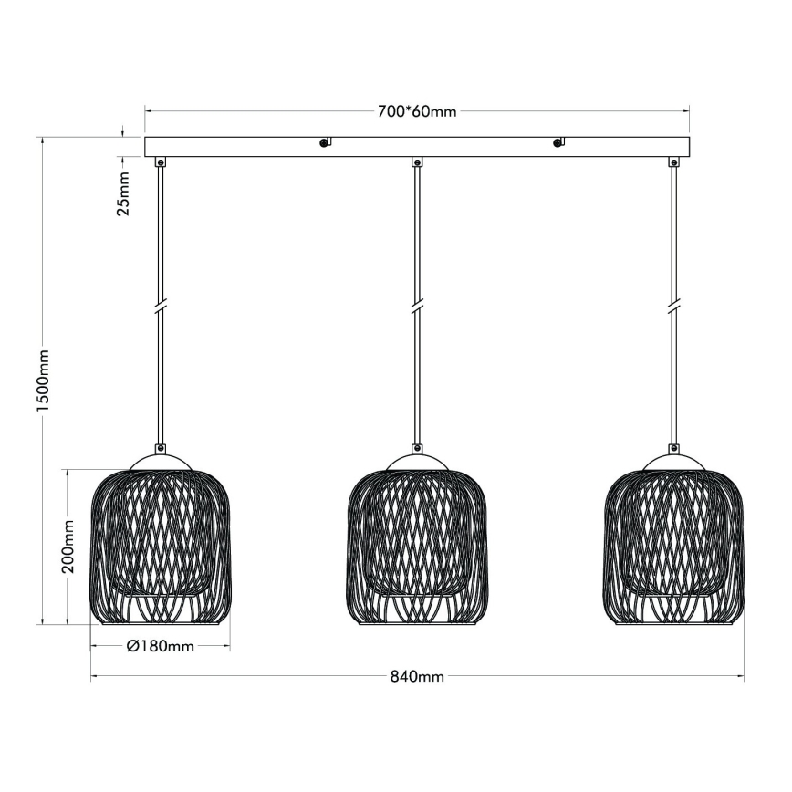 Globo - Hängeleuchte an Kabel 3xE27/40W/230V