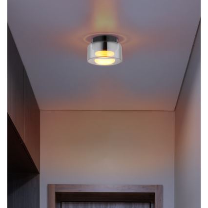 Globo - LED-Deckenleuchte 1xGX53/6W/230V d 13 cm rauchig/schwarz