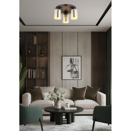 Globo - Deckenleuchte, 3-flammig, 3xE27/60W/230V, glänzender Chrom, Ø 34,5 cm