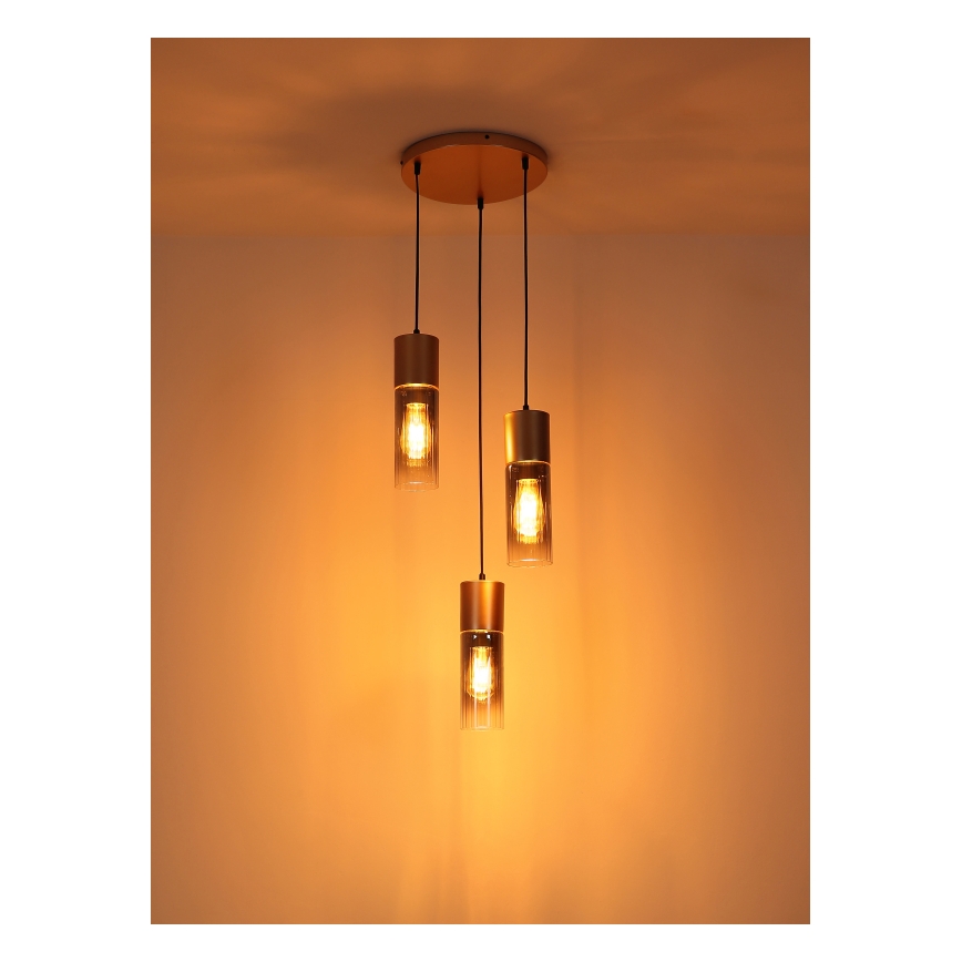 Globo - Hängeleuchte 3xE27/25W/230V bronzen d 34 cm