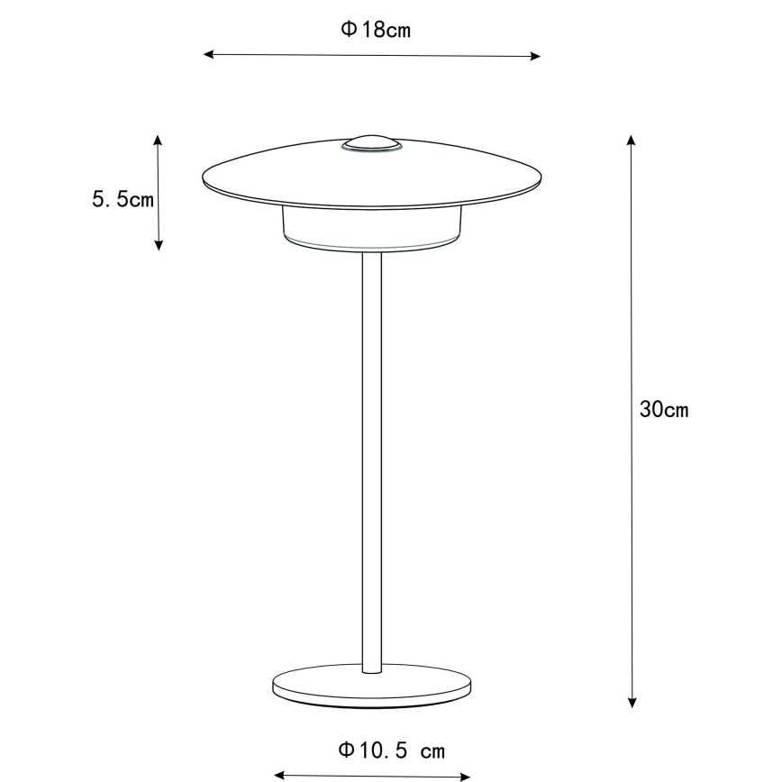 Globo - LED Außen-Tischlampe mit Touch-Bedienung, wiederaufladbar LED/3W/3,7V 1800/2700/3000K IP44 1800 mAh schwarz