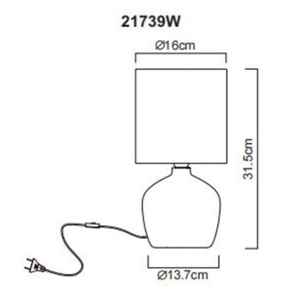 Globo - Tischleuchte 1xE14/40W/230V weiß