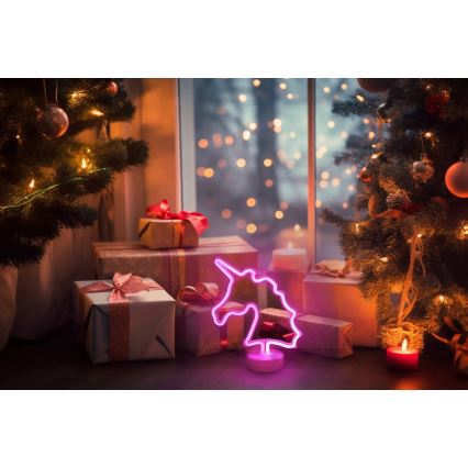 Globo - LED Neon Tischdekoration LED/2W/3xAA Einhorn