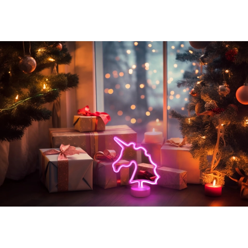 Globo - LED Neon Tischdekoration LED/2W/3xAA Einhorn