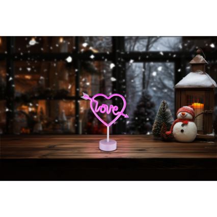 Globo - LED-Neon-Tischcekoration LED/2W/3xAA Herz