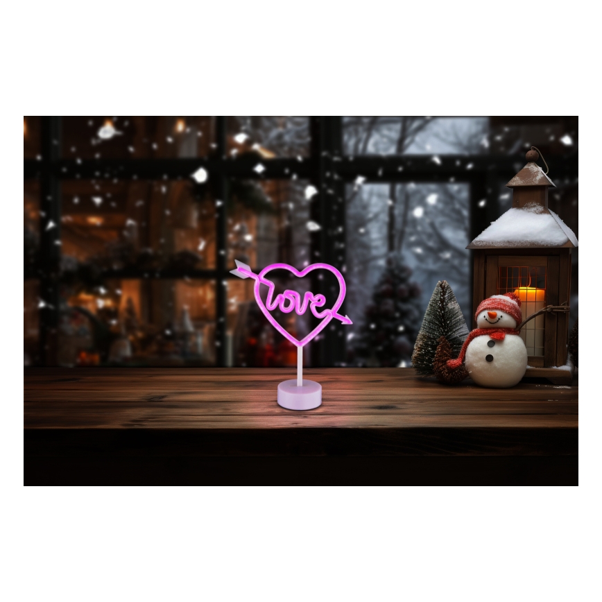 Globo - LED-Neon-Tischcekoration LED/2W/3xAA Herz