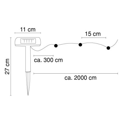 Globo - LED-Solarlichterkette 20 m 120xLED/2,4V 2xAAA IP44 600 mAh
