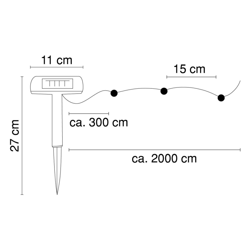 Globo - LED-Solarlichterkette 20 m 120xLED/2,4V 2xAAA IP44 600 mAh