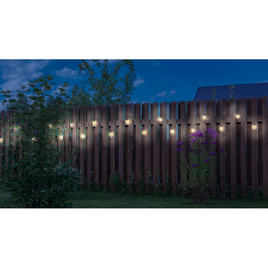 Globo - Dekorative LED-Outdoor-Lichterkette 10xLED/0,27W/230V 7,5 m IP44 schwarz