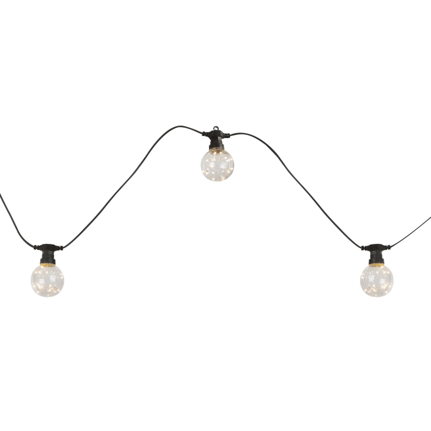 Globo - Dekorative LED-Outdoor-Lichterkette 10xLED/0,27W/230V 7,5 m IP44 schwarz