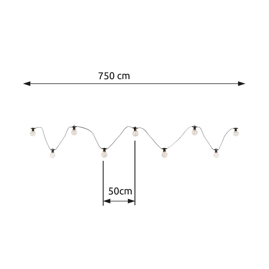 Globo - Dekorative LED-Outdoor-Lichterkette 10xLED/0,27W/230V 7,5 m IP44 schwarz