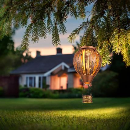 Globo - LED-Solar-Hängedekoration 12xLED/0,02W/3V IP44 300 mAh Heißluftballon