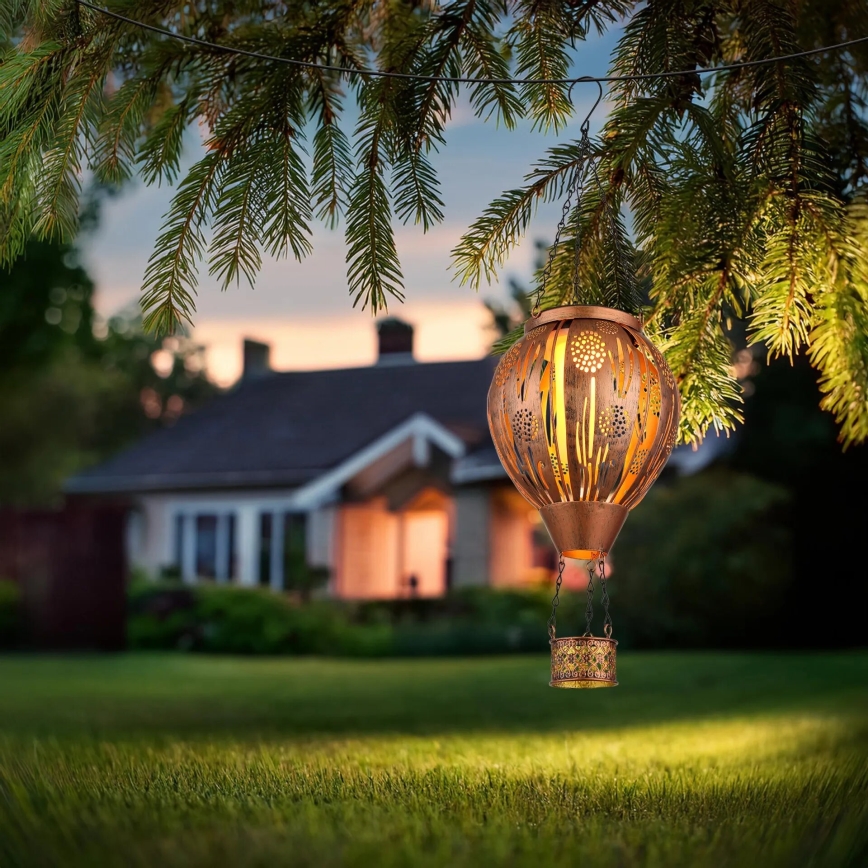 Globo - LED-Solar-Hängedekoration 12xLED/0,02W/3V IP44 300 mAh Heißluftballon