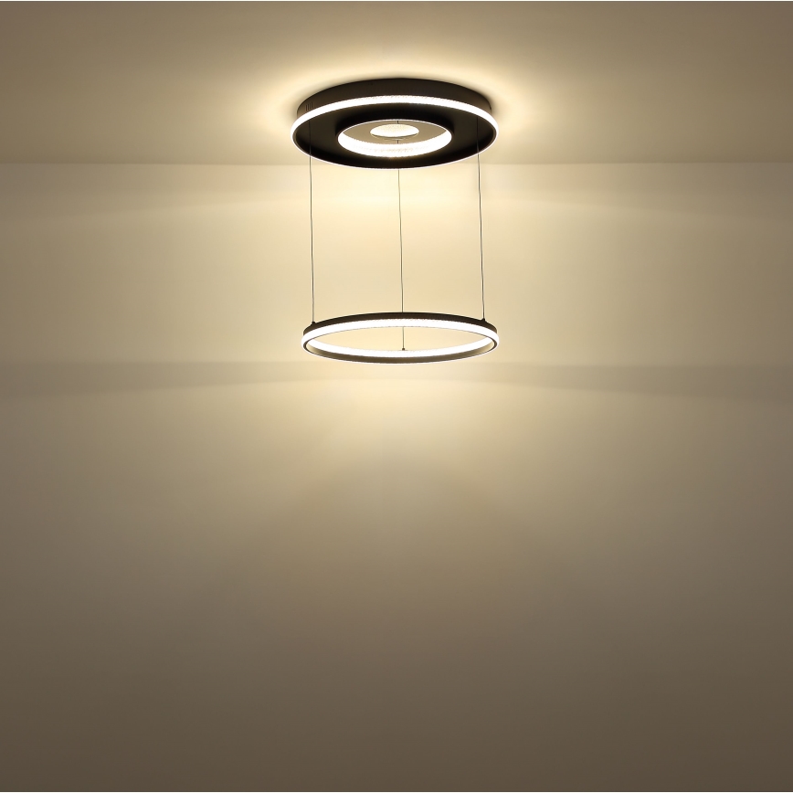 Globo - LED dimmbare Hängeleuchte an Seil LED/54W/230V 2700-6500K Ø 60 cm schwarz + Fernbedienung