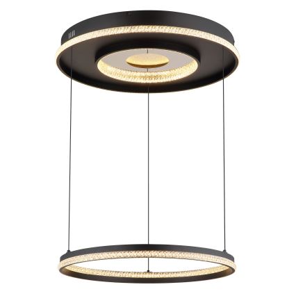 Globo - LED dimmbare Hängeleuchte an Seil LED/54W/230V 2700-6500K Ø 60 cm schwarz + Fernbedienung