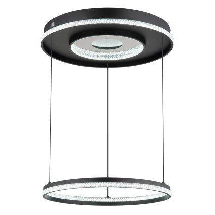 Globo - LED dimmbare Hängeleuchte an Seil LED/54W/230V 2700-6500K Ø 60 cm schwarz + Fernbedienung