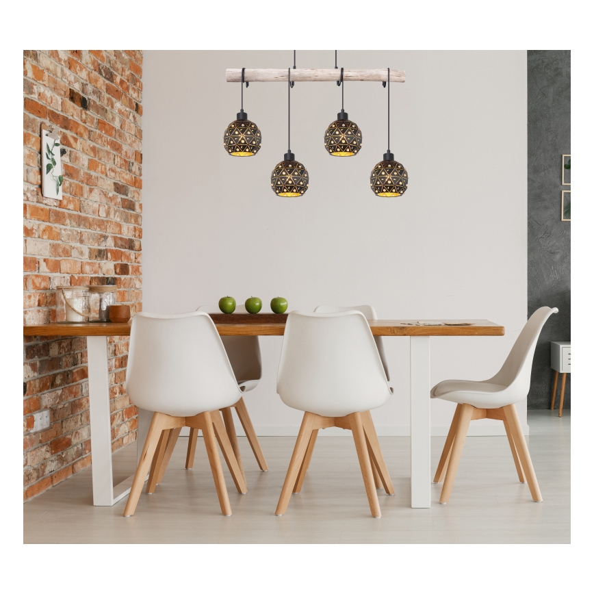 Globo 54029-4H - Pendelleuchte an Kabel JODIE 4xE27/40W/230V beige/schwarz