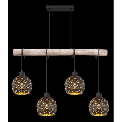 Globo 54029-4H - Pendelleuchte an Kabel JODIE 4xE27/40W/230V beige/schwarz