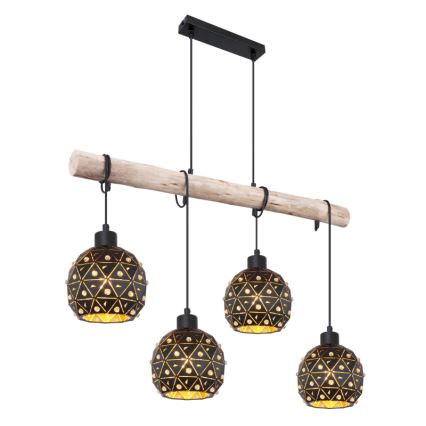 Globo 54029-4H - Pendelleuchte an Kabel JODIE 4xE27/40W/230V beige/schwarz