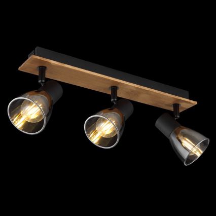 Globo - Deckenstrahler 3xE14/40W/230V schwarz/Holz