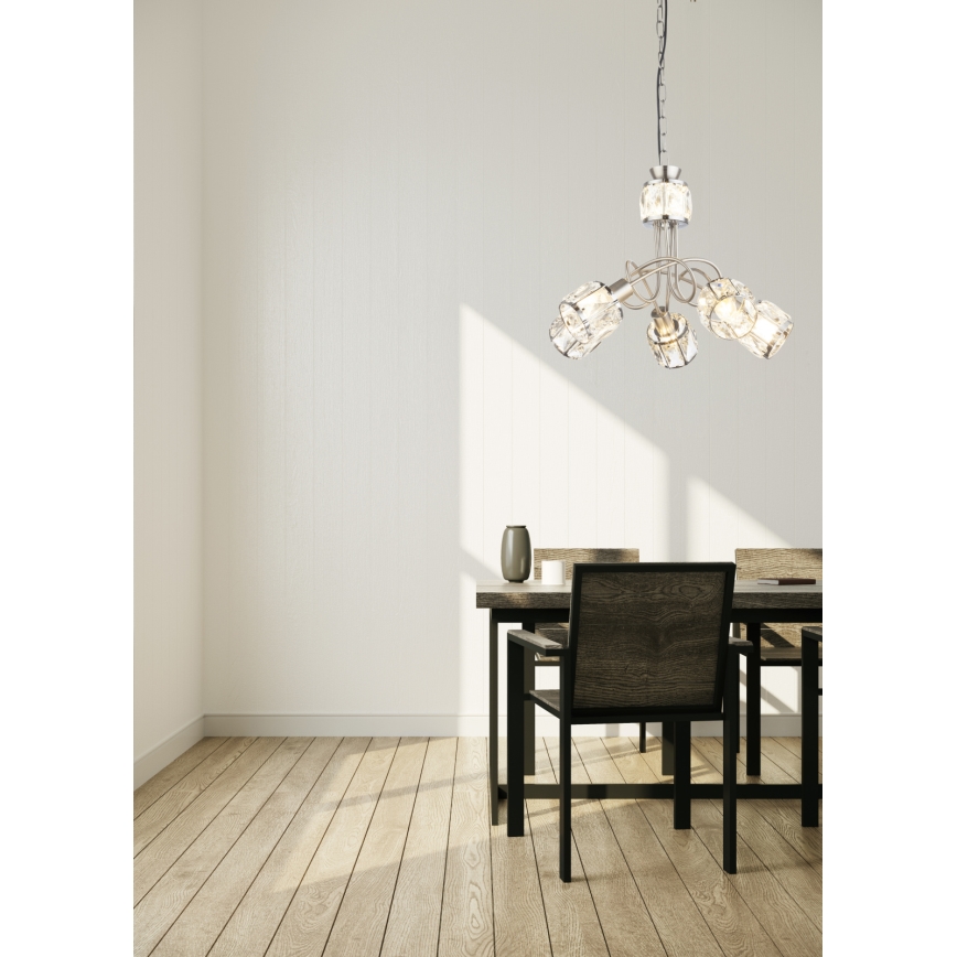 Globo - LED Ketten-Kronleuchter  5xE14/40W/230V + LED/5W