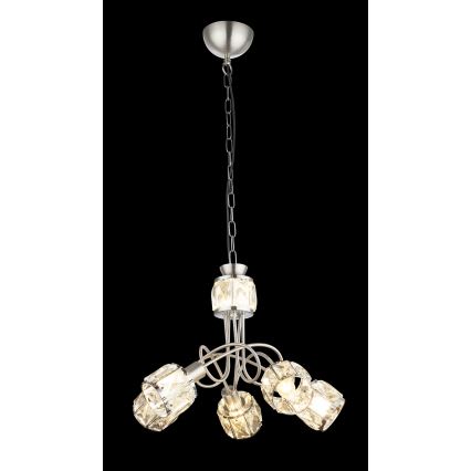 Globo - LED Ketten-Kronleuchter  5xE14/40W/230V + LED/5W